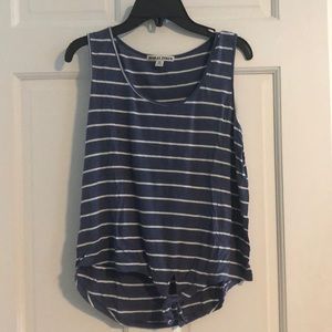 blue and white striped tank top with knot